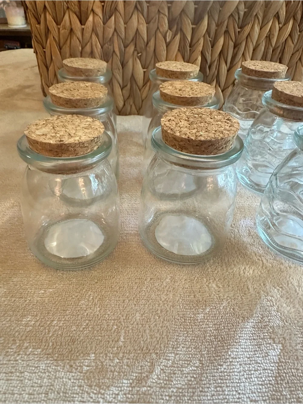 Glass Cosmetic Jars with Cork Lids — Neutral Brown